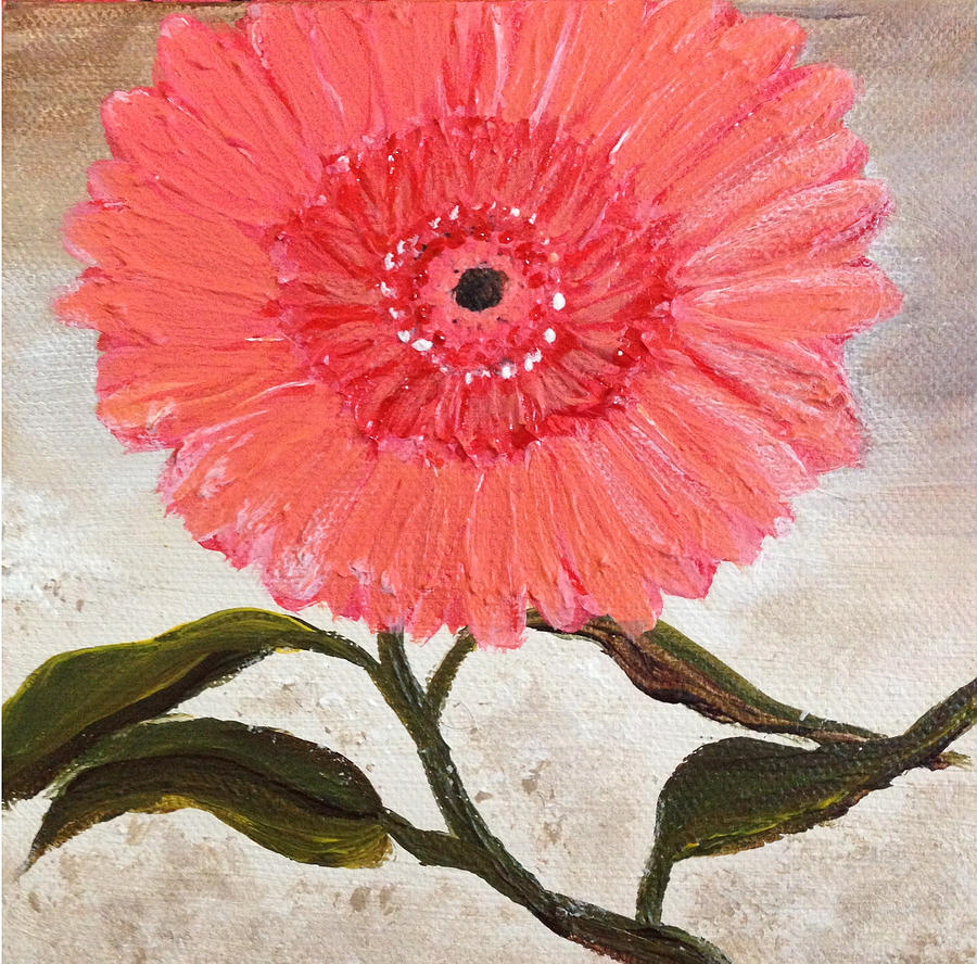 Nature Painting - Gerbera Daisy 6 by 6 by Helene Thomason