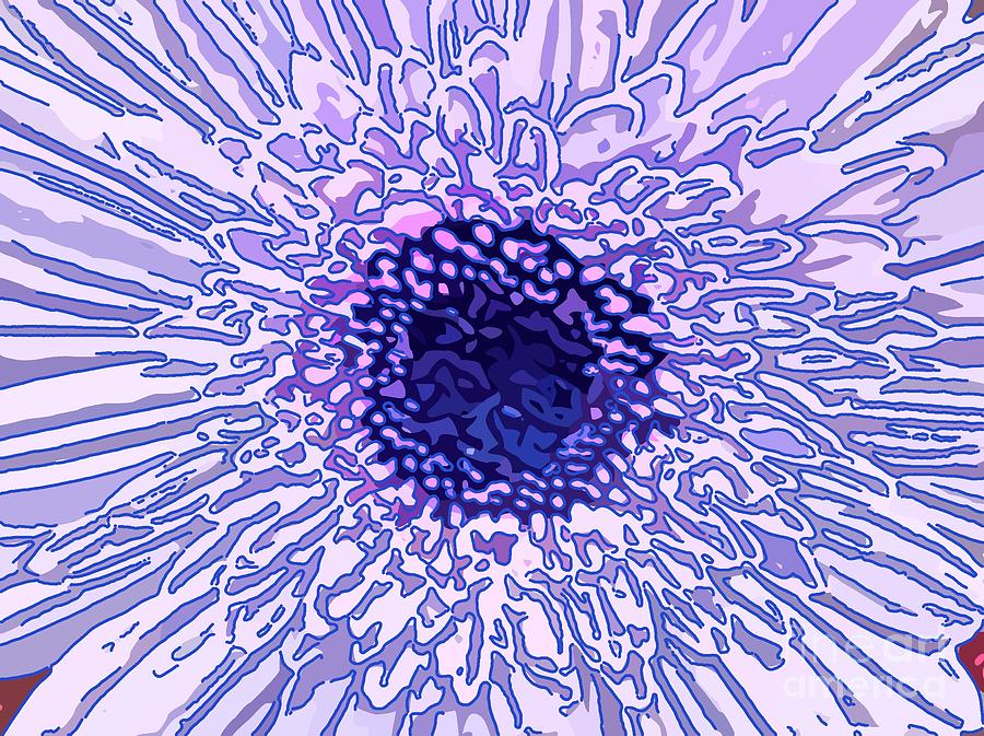 Daisy Drawing - Gerbera flower - Lilac, purple or blue by Carina Lemos Araujo