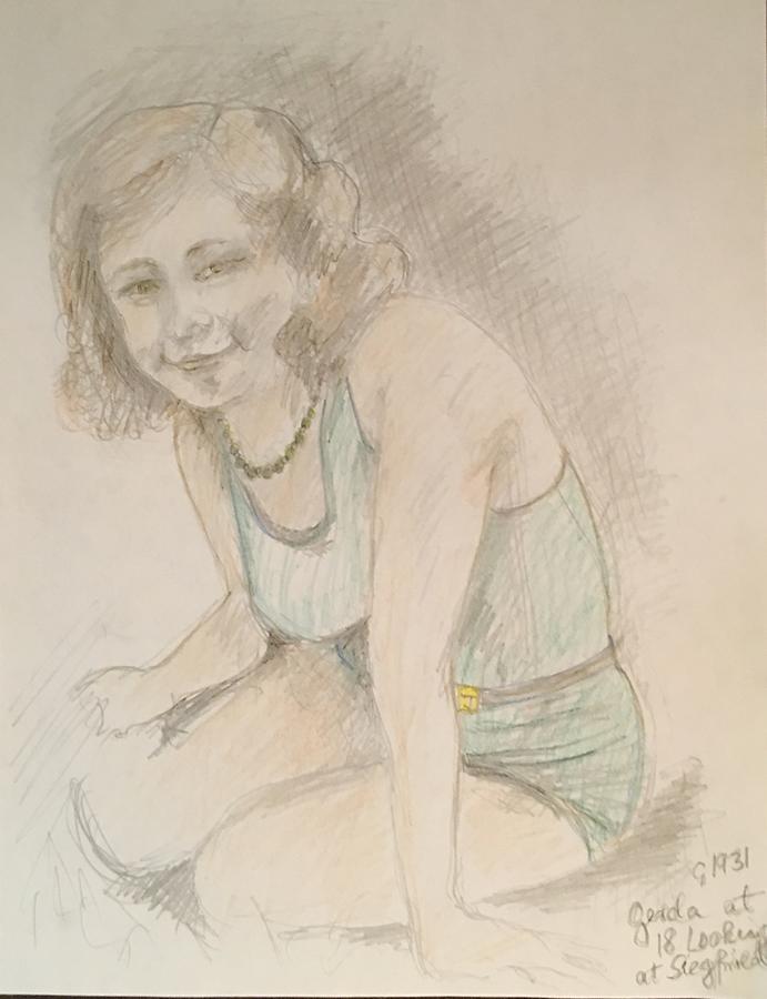 Gerda at 18 in 1932 Drawing by Barbara Anna Knauf