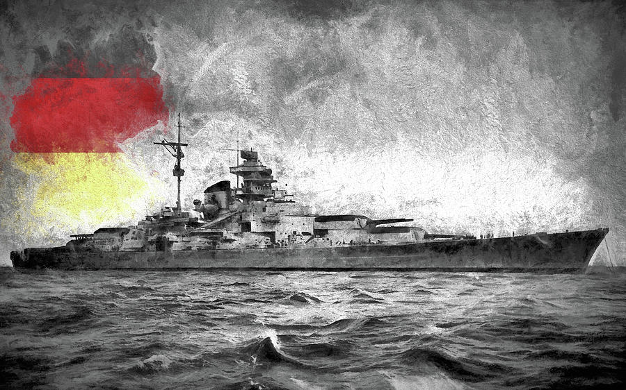 German Battleship Tirpitz Digital Art by JC Findley