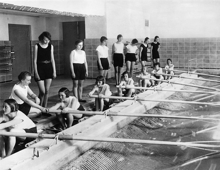 German Girls Learn Rowing Photograph by Underwood Archives