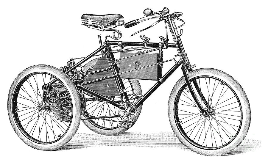 GERMAN MOTORCYCLE, c1900 Photograph by Granger