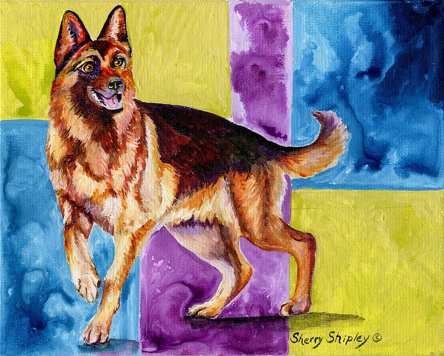 Dog Painting - German Shepard Too by Sherry Shipley