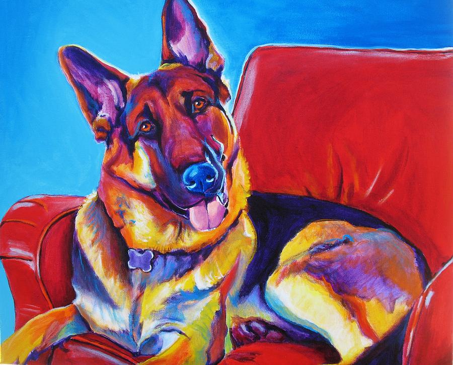 Dog Painting - German Shepherd - Zeke by Dawg Painter