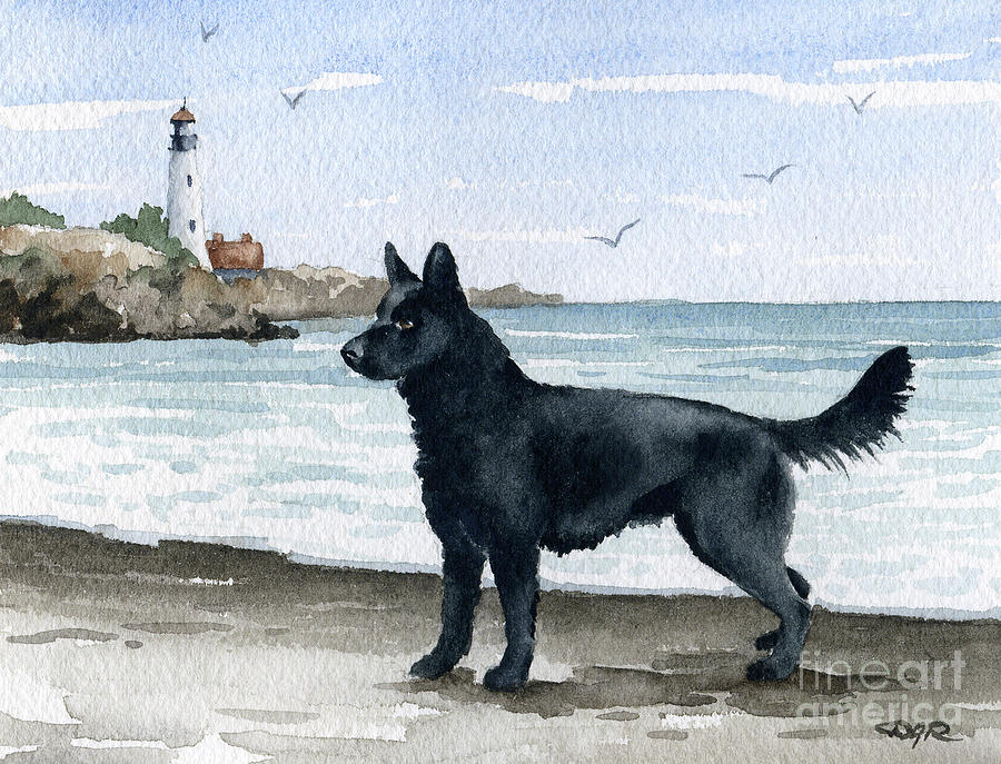 Beach Painting - German Shepherd at the Beach by David Rogers