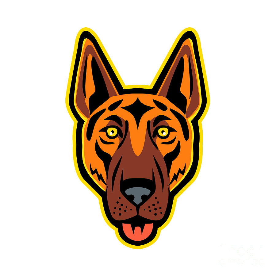 German Shepherd Dog Head Front Mascot Digital Art by Aloysius ...