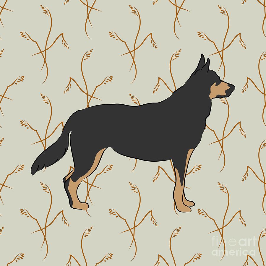 German Shepherd Dog with Field Grasses Digital Art by MM Anderson