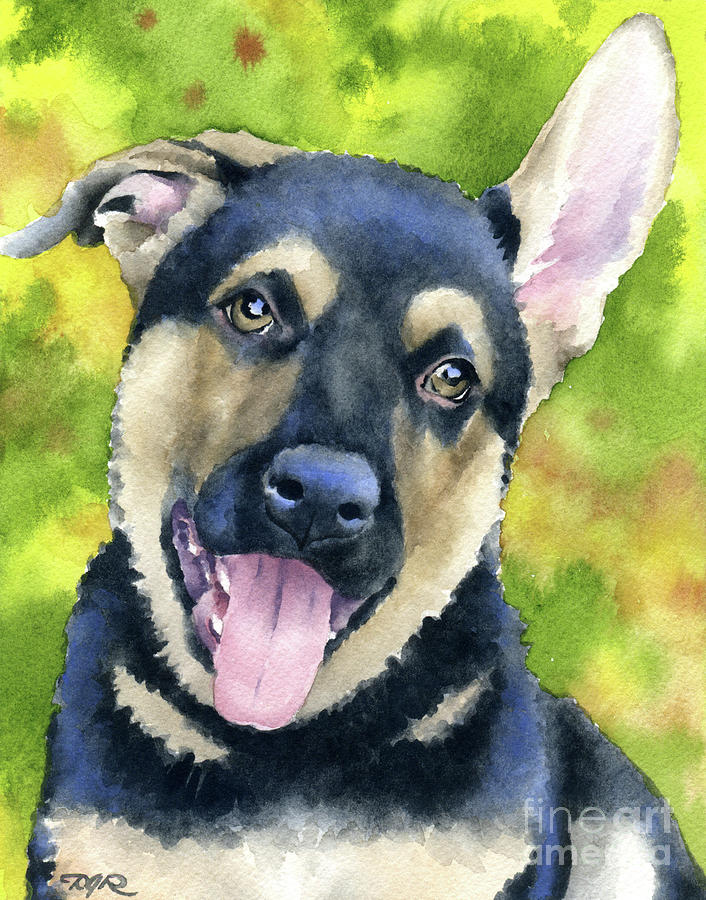 Portrait Painting - German Shepherd Puppy by David Rogers