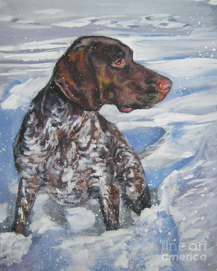 German Shorthaired Pointer in the Snowdrift Painting by Lee Ann Shepard