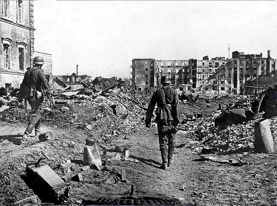 German soldiers  in  ruins  Battle of Stalingrad number  9a 1942 Photograph by David Lee Guss