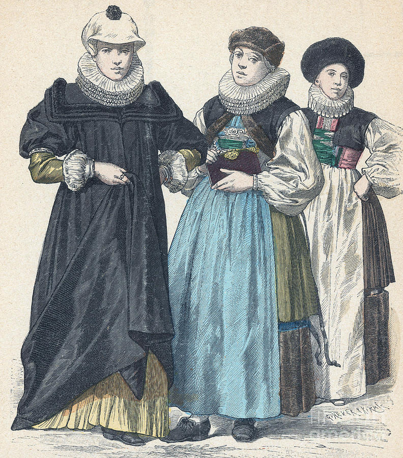German Womens Fashion, 1640 Photograph by Science Source