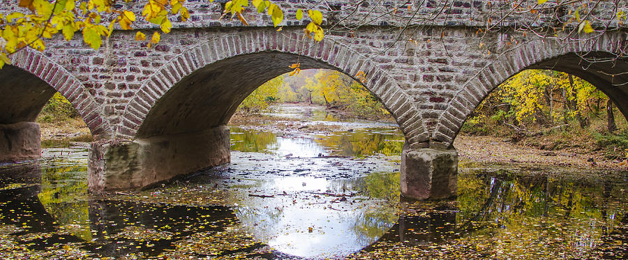 Fall Photograph - Germantown Pike Bridge over Skippack Creek by Bill Cannon