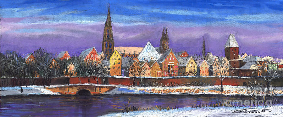 Winter Painting - Germany Ulm Panorama Winter by Yuriy Shevchuk