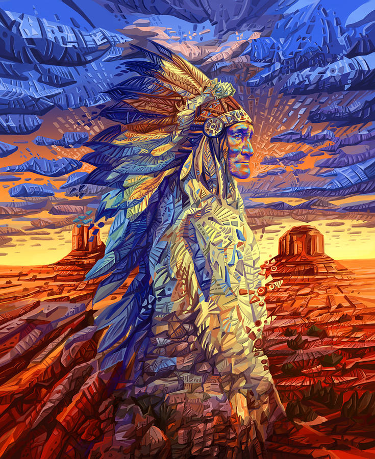 Grand Canyon National Park Painting - Geronimo Decorative Portrait by Bekim M