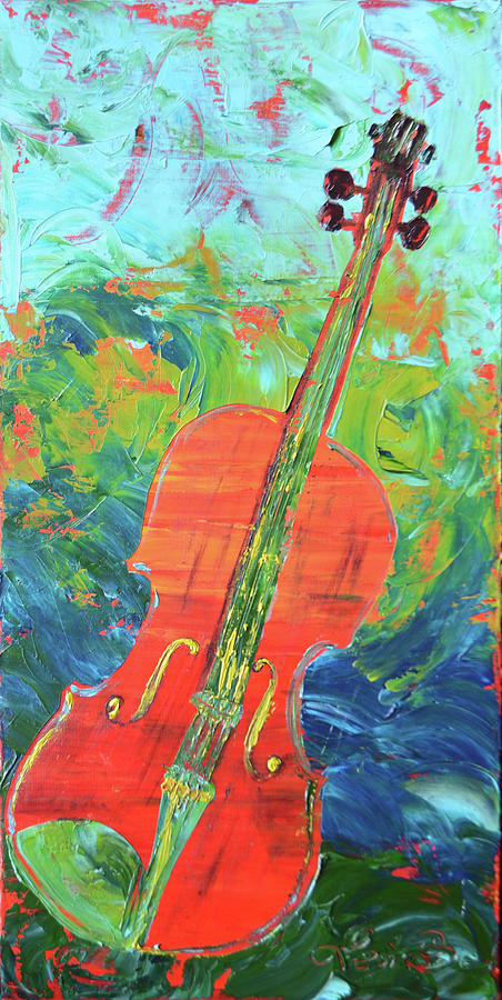 Orange Painting - Gerrys Violin by Lee Bauman Orange Painting - Gerrys Violin by Lee Bauman