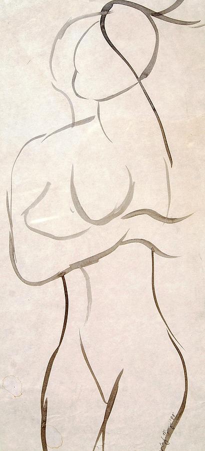 Gestural Nude Sketch Mixed Media by Angela Murray