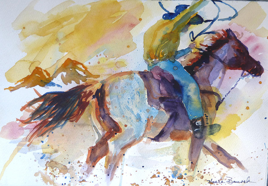 Horse Painting - Get Em Boys by P Maure Bausch