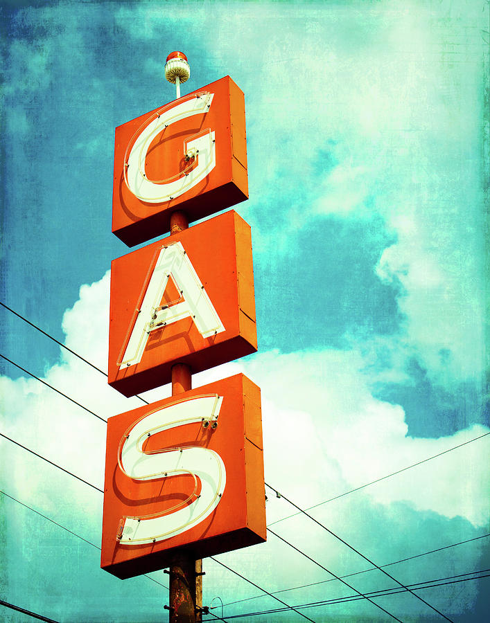Typography Photograph - Gas Station Vintage Sign by Sonja Quintero
