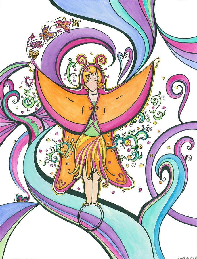 Butterfly Painting - Getting Ready to Fly by Amber Hadden