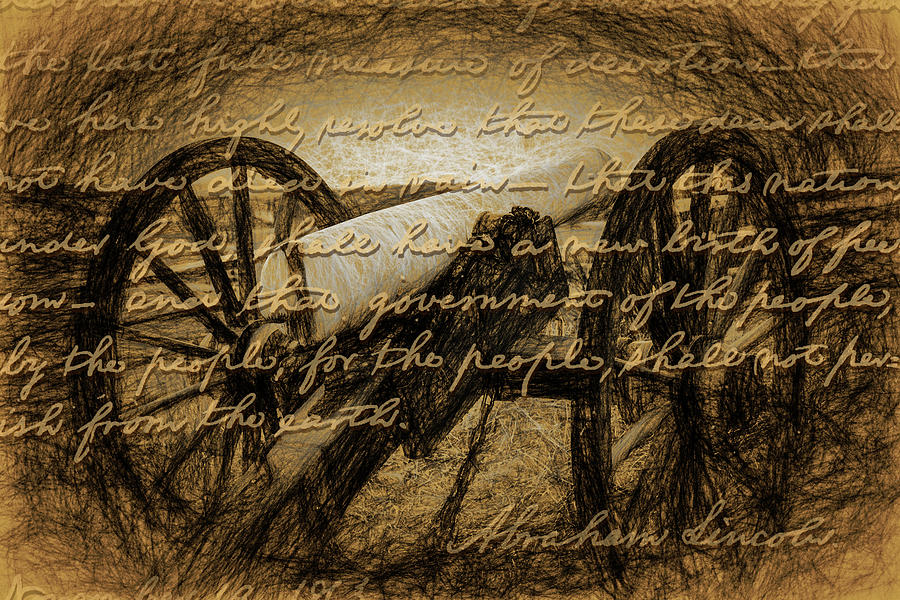 Gettysburg Cannon with Gettysburg Address Digital Art by Barry Wills