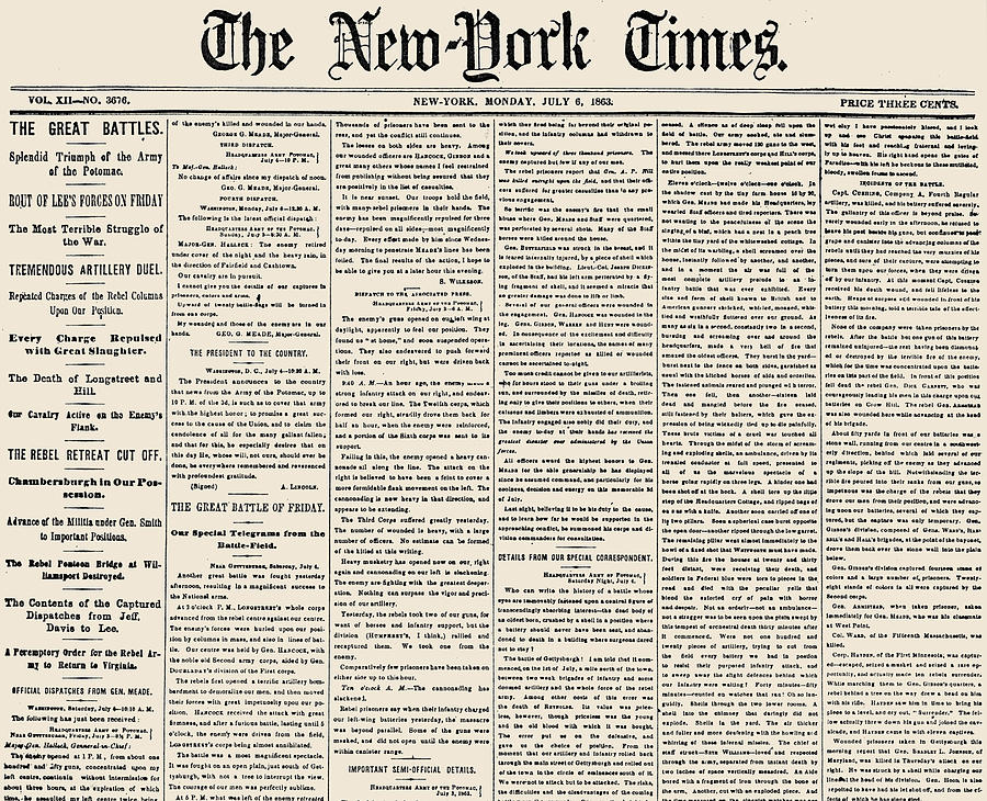 Gettysburg Headline, 1863 Photograph by Granger