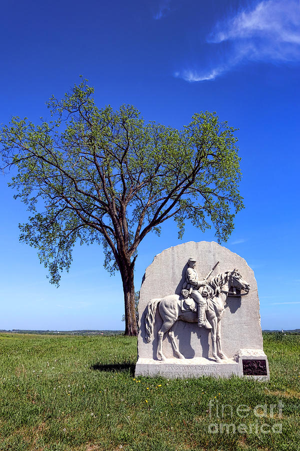 Gettysburg National Park Photograph - Gettysburg National Park 17th Pennsylvania Cavalry Memorial by Olivier Le Queinec