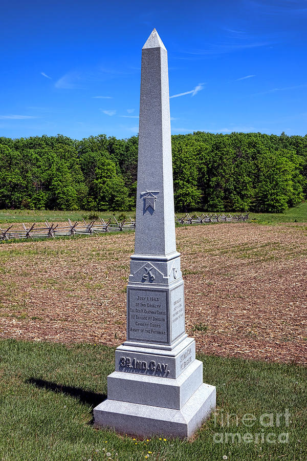 Gettysburg National Park Photograph - Gettysburg National Park 3rd Indiana Cavalry Memorial by Olivier Le Queinec