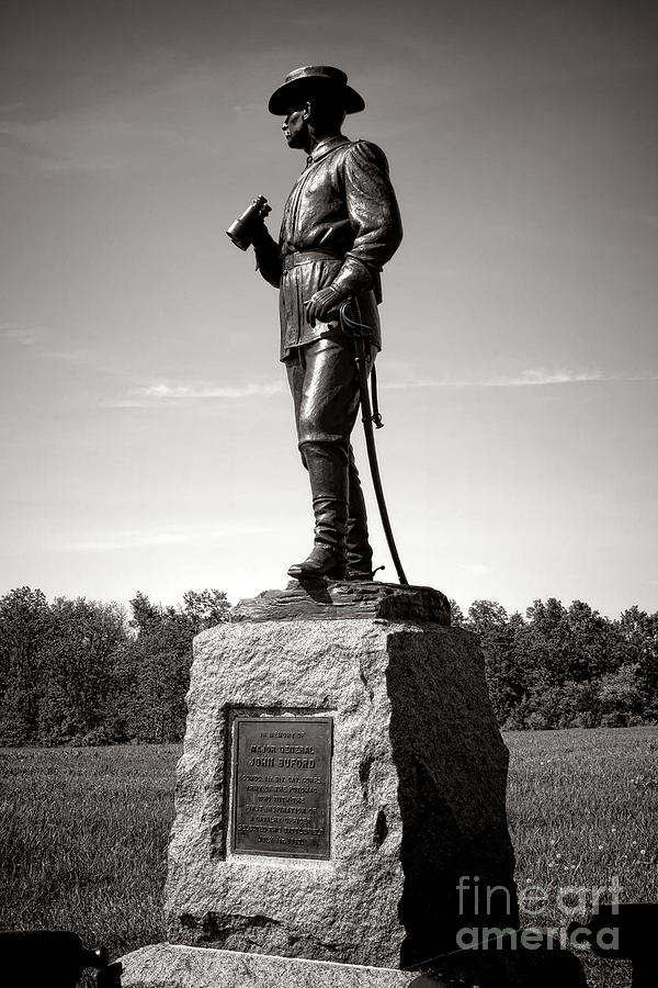Gettysburg National Park Photograph - Gettysburg National Park Major General John Buford Monument by Olivier Le Queinec