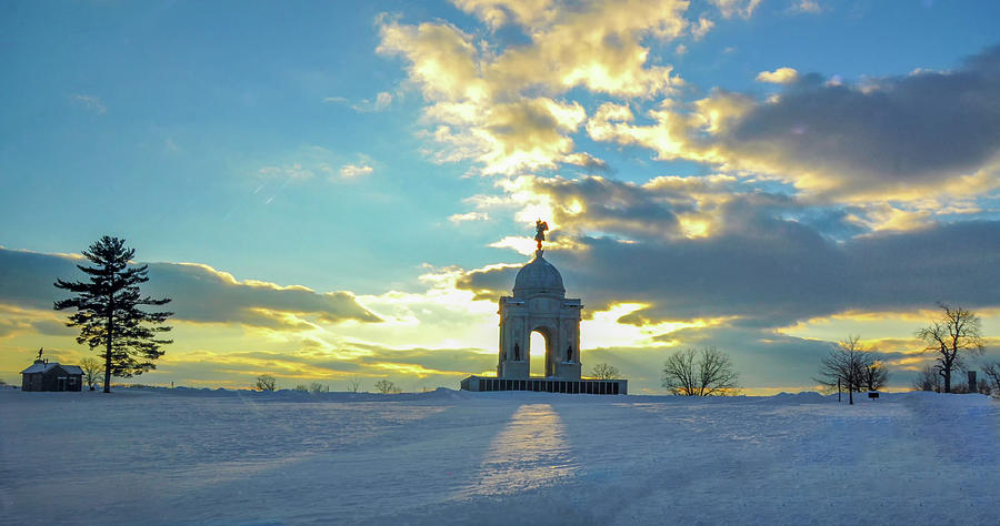 Gettysburg - Sunset in Snow Photograph by Bill Cannon