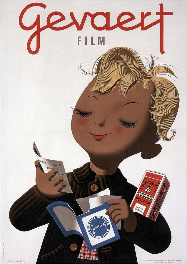 Gevaert Film - Little Boy With Photofilm - Vintage Belgian Advertising Poster Mixed Media