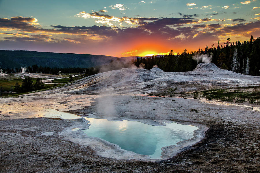 Geysers Smoking at Dusk Photograph by Lisa Lemmons-Powers