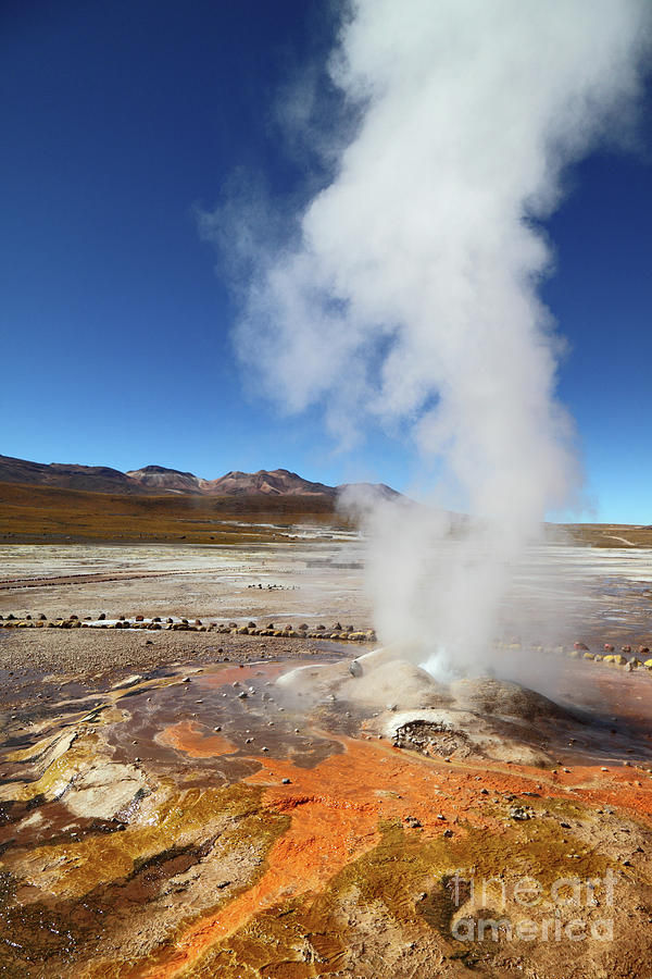 Geyser and Colorful Algae at El Tatio Chile Photograph by James Brunker