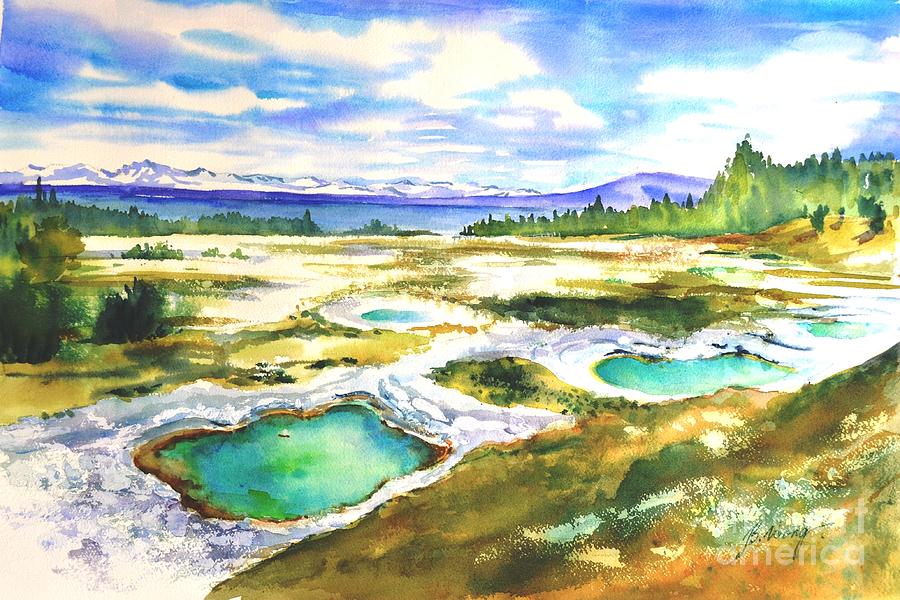Geyser Basin, Yellowstone Painting by Betty M M Wong