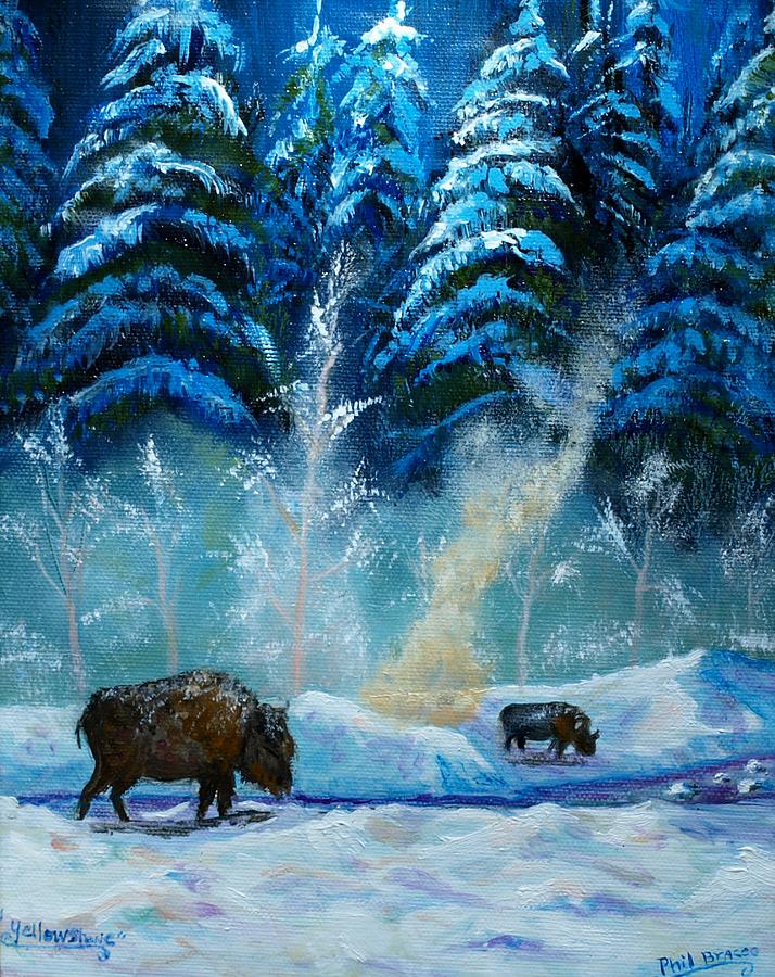 Geysers and Bison Mixed Media by Philip And Robbie Bracco