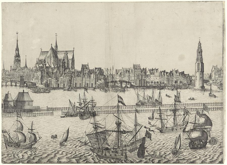 Gezicht op Amsterdam   vanaf het IJ   plaat III anonymous 1612   1652 Drawing by Vintage Collectables