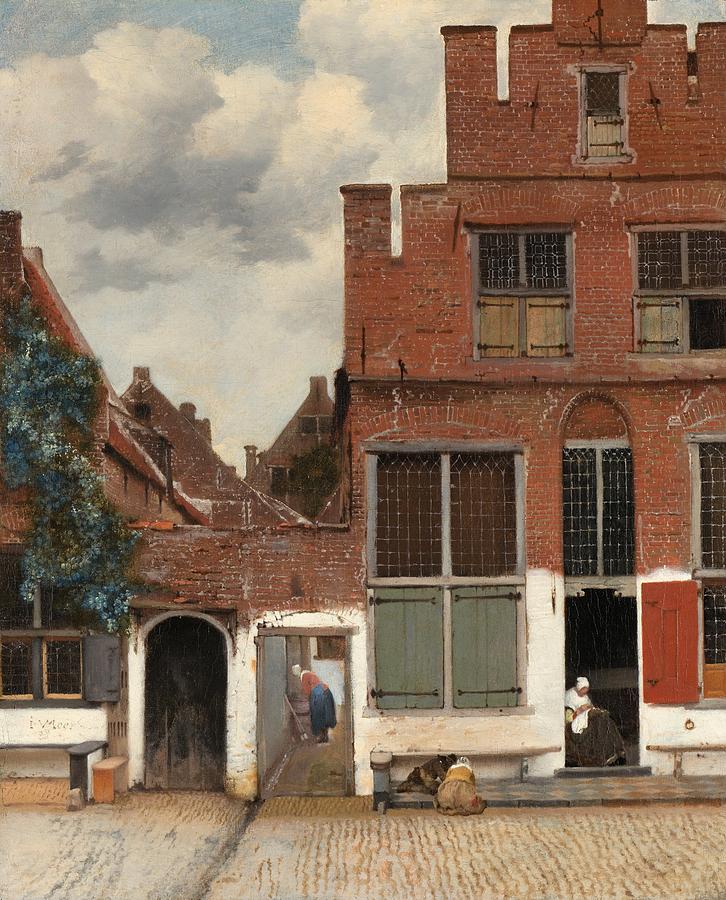 Vintage Painting - Gezicht op huizen in Delft by Johannes Vermeer