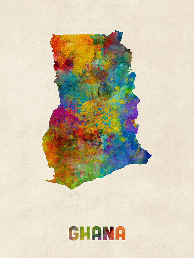 Ghana Watercolor Map Digital Art by Michael Tompsett
