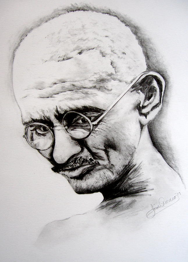Ghandi Drawing by Jim Romeo Fine Art America
