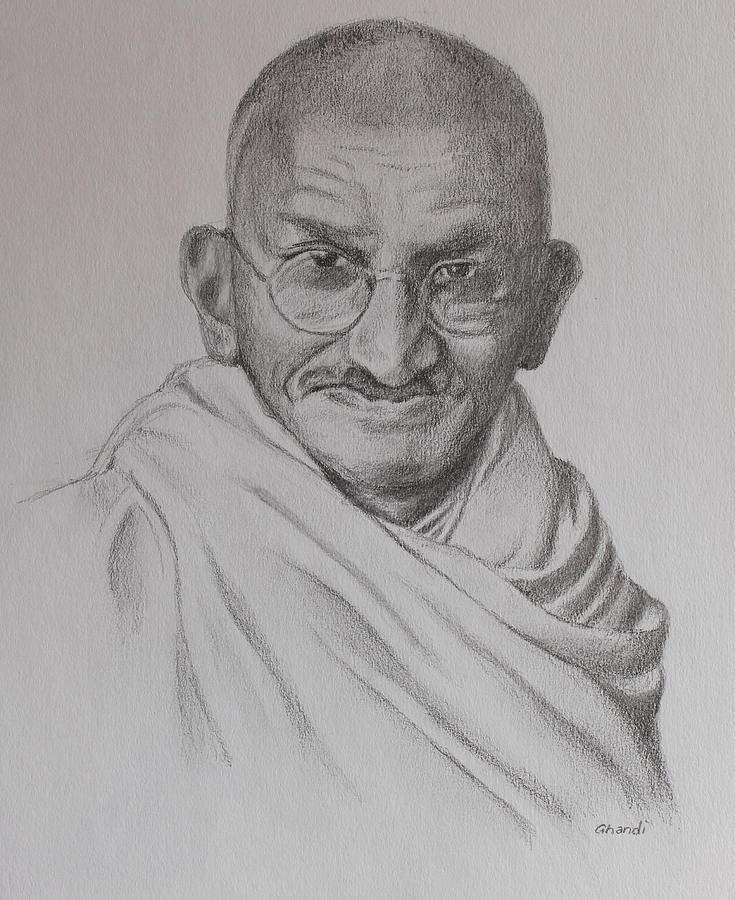 Ghandi Drawing by Sabina Bonifazi
