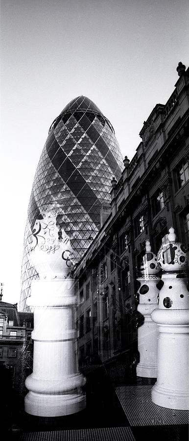 Black And White Pyrography - Gherkin -London. by Cyril Jayant