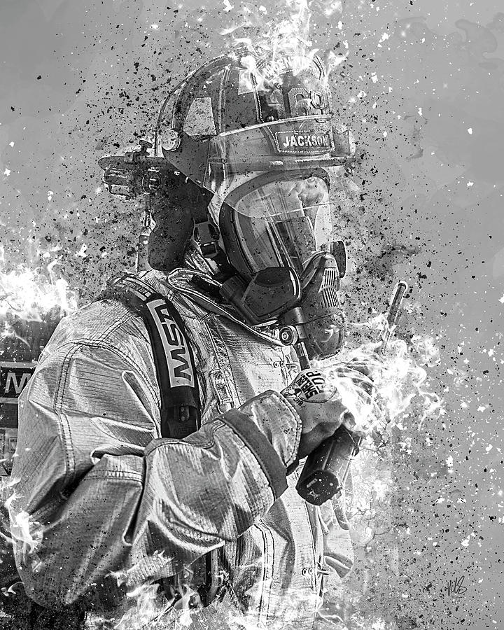 Firefighter Mixed Media - Ghost Flames by Melissa Smith Firefighter Mixed Media - Ghost Flames by Melissa Smith