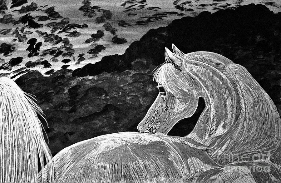 Ghost Horse in Black and white Digital Art by Barbara Donovan