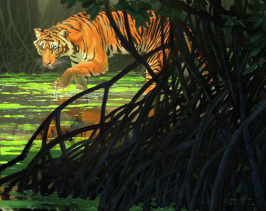 Animal Digital Art - Ghost of the Sunderbans - Bengal Tiger by Aaron Blaise