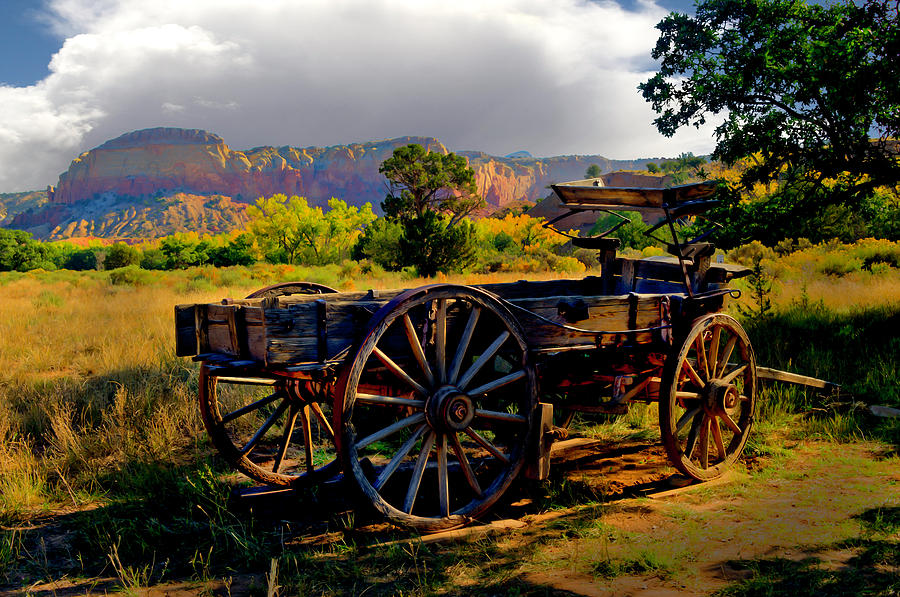 Wagon Photograph - Ghost Ranch Wagon by Kenneth Eis