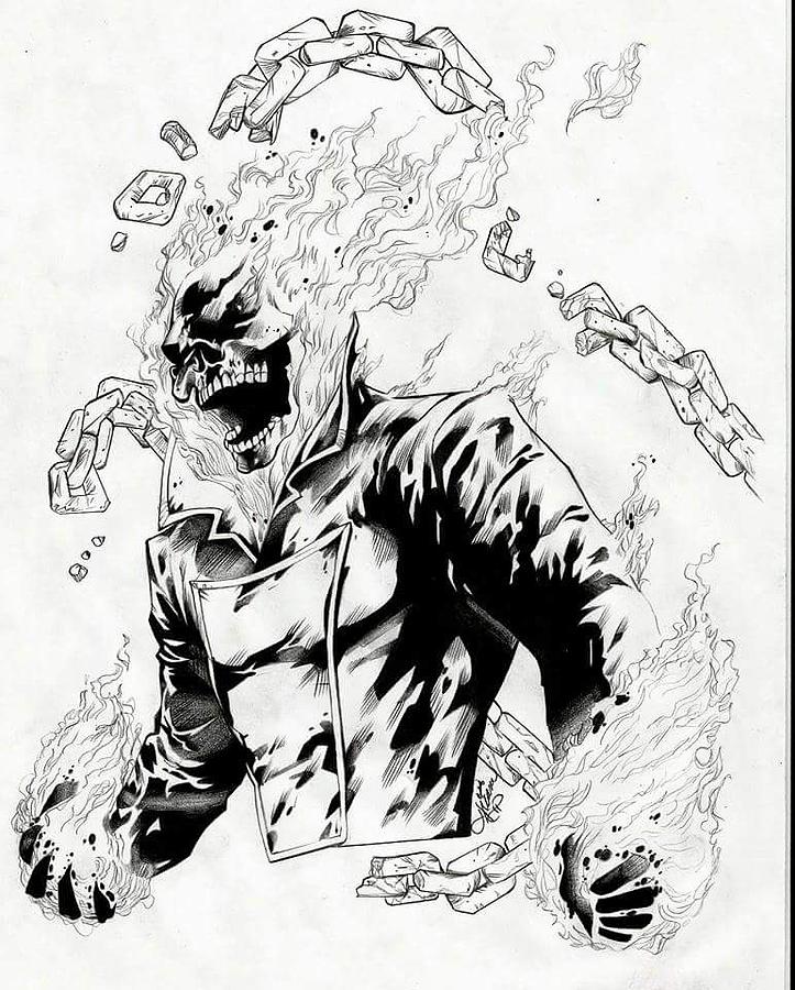 Ghost Rider Drawing by Ariana Pixels