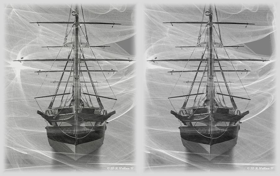 Ghost Ship - Gently cross your eyes and focus on the middle image Photograph by Brian Wallace