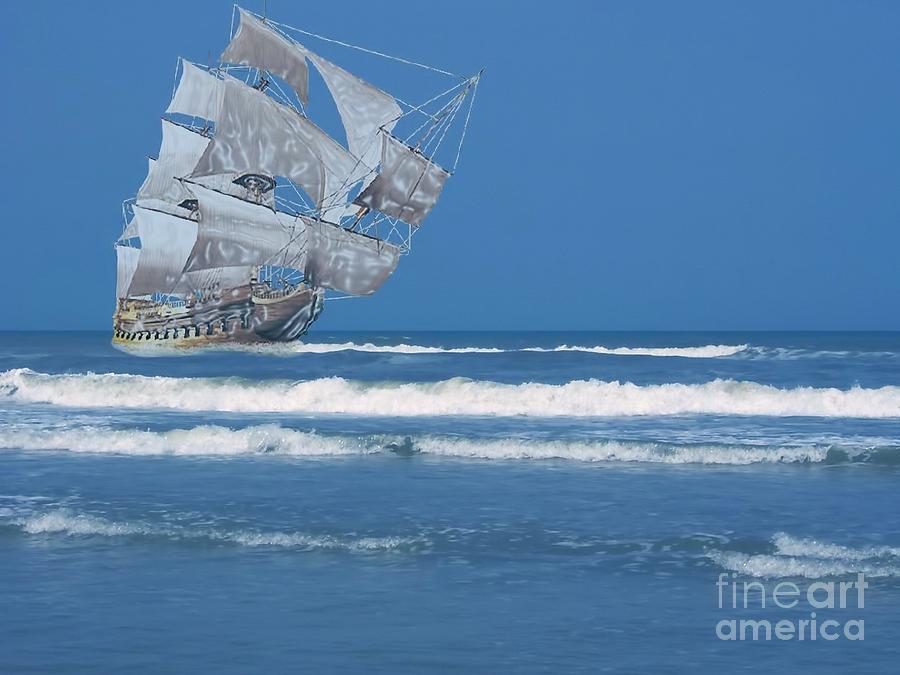 Ghost Ship On The Treasure Coast Digital Art by D Hackett