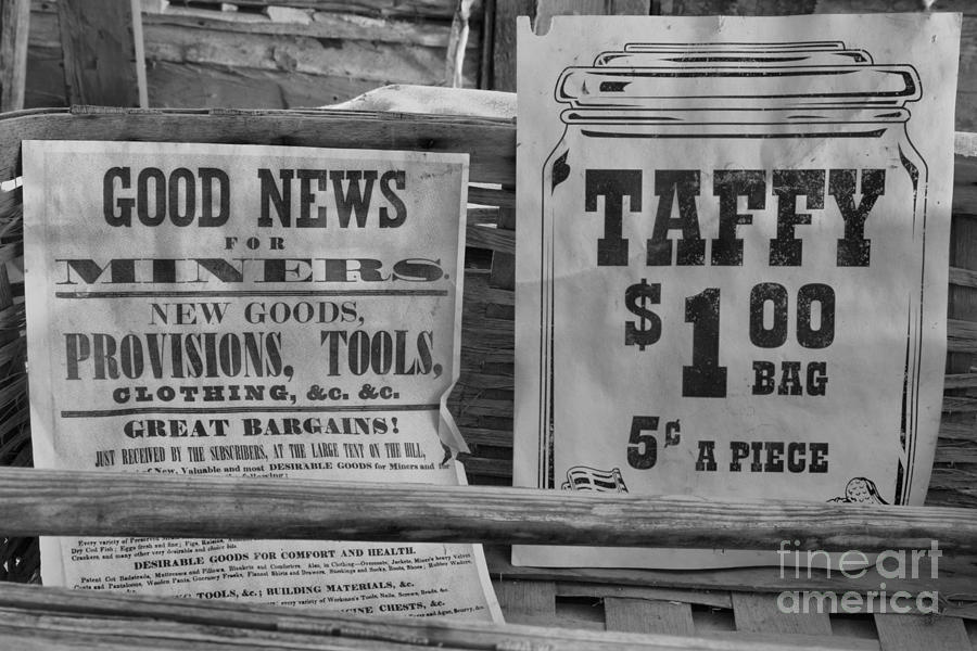 Ghost Town Ads And News Black And White Photograph by Adam Jewell