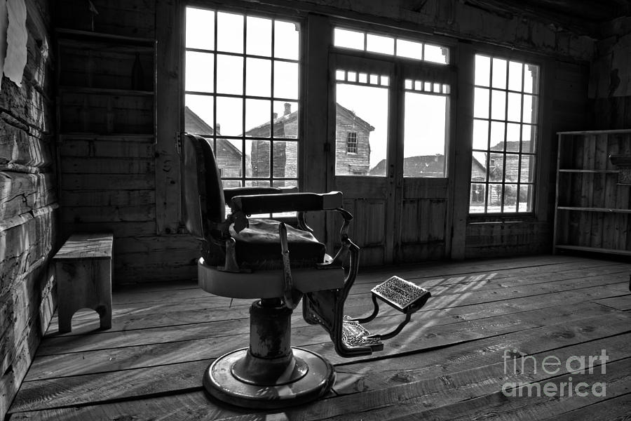 Ghost Town Barber Chair Black And White Photograph by Adam Jewell