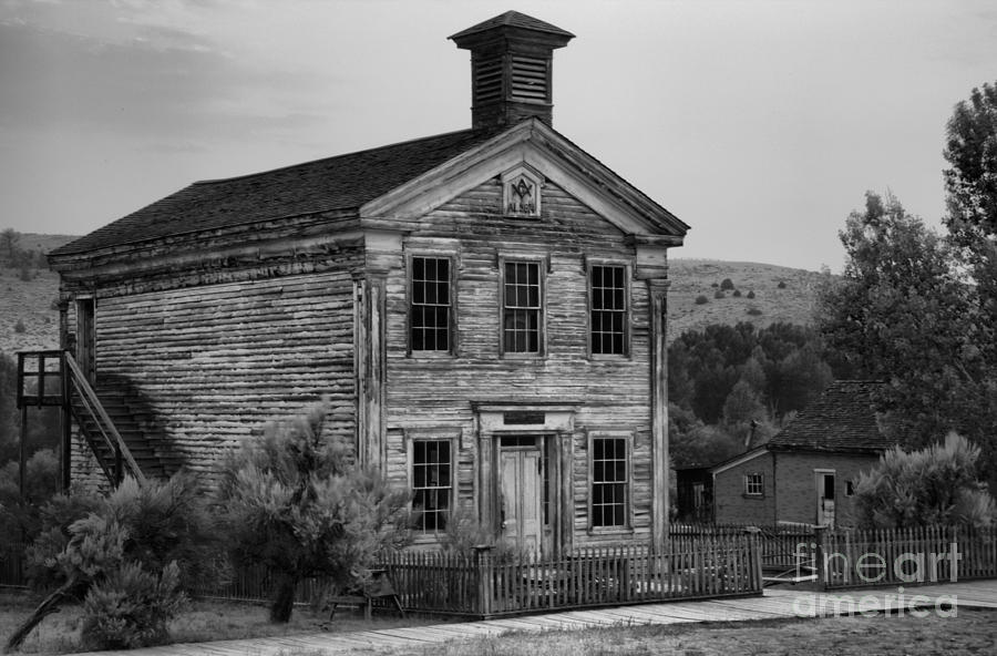 GHost Town School House Black And White Photograph by Adam Jewell